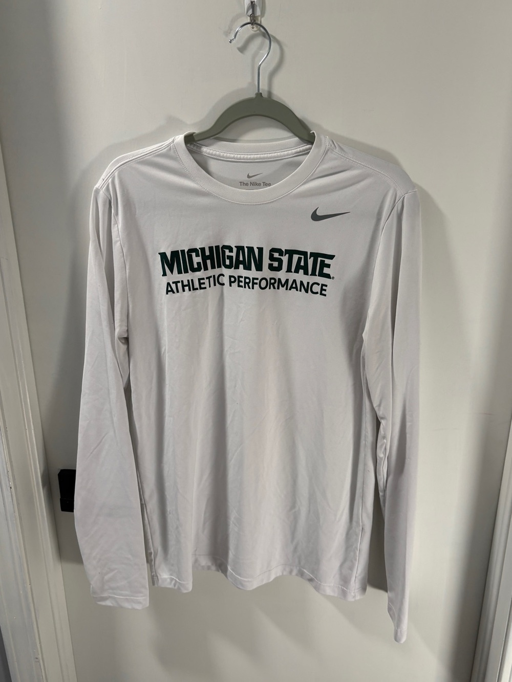 Nike White Michigan State Long Sleeve Athletic Tee